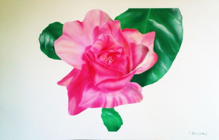 Painting titled "La rose" by M.Balestrie, Original Artwork