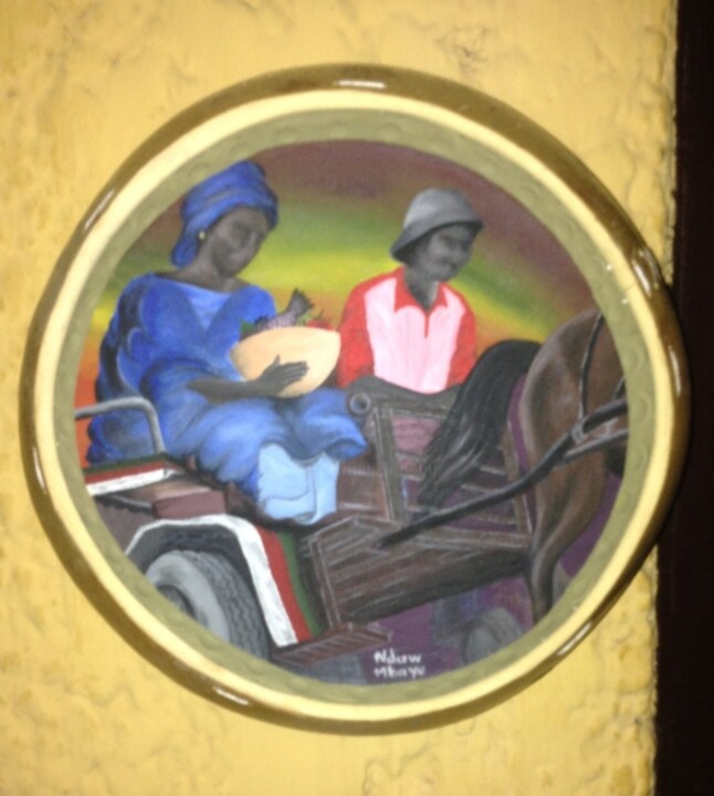 Peinture intitulée "<<Femme sur une cal…" par Mbaye Ndaw, Œuvre d'art originale, Acrylique
