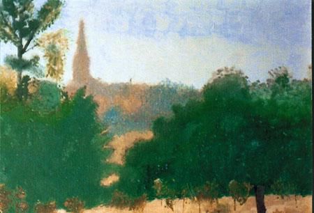 Painting titled "paysage de Normandie" by Martine Berthou, Original Artwork