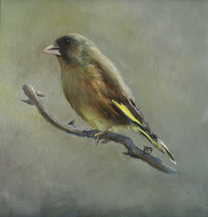 Peinture intitulée "Verdier" par Magali Gauthier (M B), Œuvre d'art originale, Huile