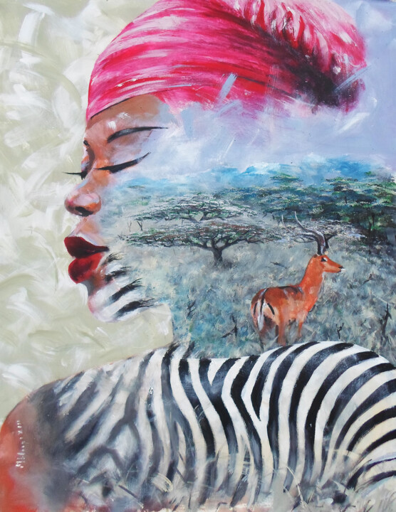 Painting titled "In Love With Nature" by Mbongeni, Original Artwork, Acrylic