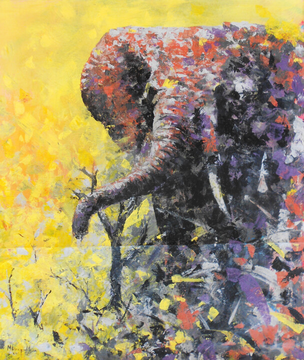 Ζωγραφική με τίτλο "Wildlife II" από Mbongeni, Αυθεντικά έργα τέχνης, Ακρυλικό