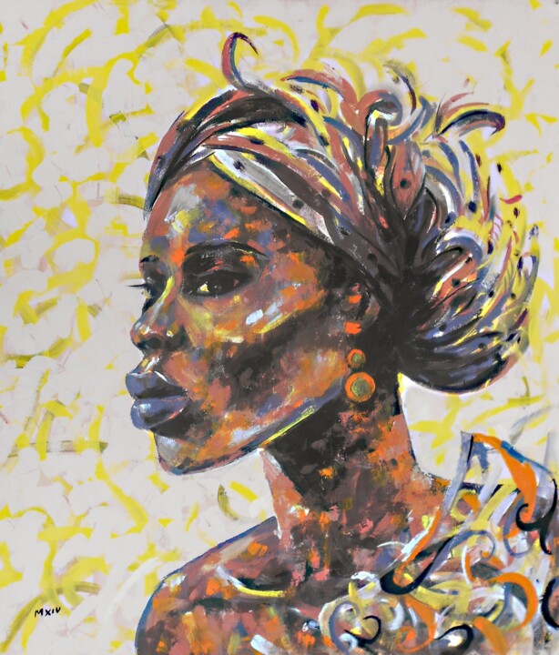 Pintura titulada "Black rose" por Mbongeni, Obra de arte original, Acrílico