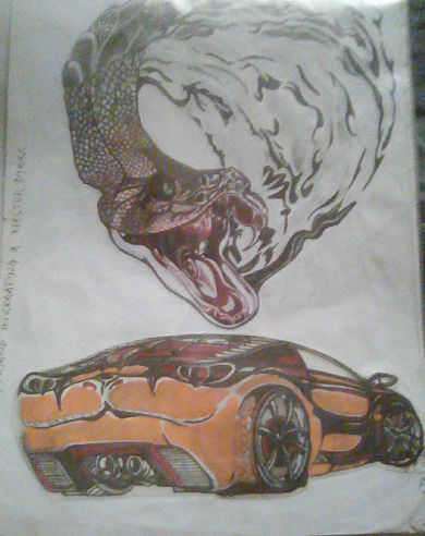 Рисунок под названием "CONCEPT CAR BACK VI…" - Mbulelo Mayoyo, Подлинное произведение искусства, Карандаш