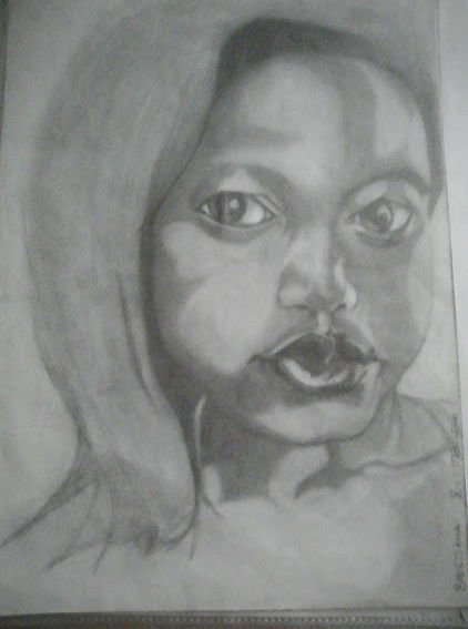 Dessin intitulée "Basetsana" par Mbulelo Mayoyo, Œuvre d'art originale, Crayon
