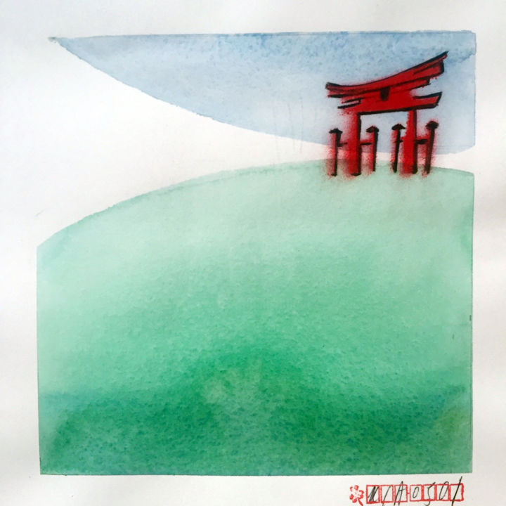 Painting titled "Miyajima mixte" by Mc Armand, Original Artwork, Airbrush