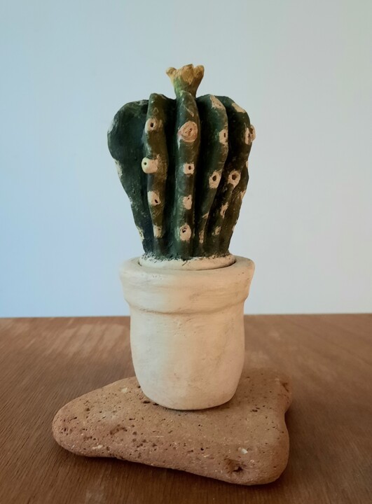 Sculpture titled "Cactus arrondi" by Mc Boucault (MCB), Original Artwork, Clay