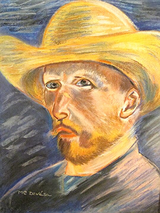 「Portrait de Vincent…」というタイトルの描画 Mc Devésaによって, オリジナルのアートワーク, パステル