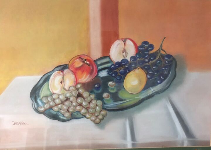 Zeichnungen mit dem Titel "Pommes, raisins et…" von Mc Devésa, Original-Kunstwerk, Pastell