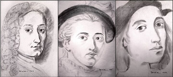 Dibujo titulada "Portrait de Watteau…" por Mc Devésa, Obra de arte original, Lápiz