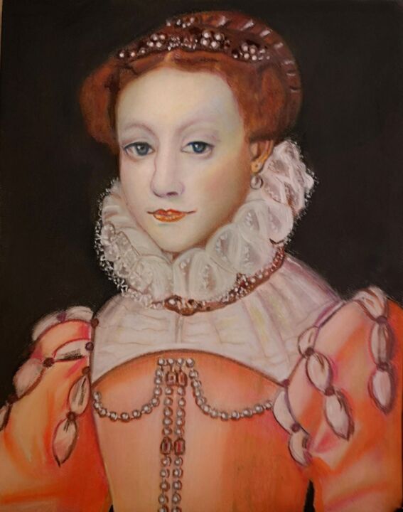 Dessin intitulée "Mary Stuart, Queen…" par Mc Devésa, Œuvre d'art originale, Pastel