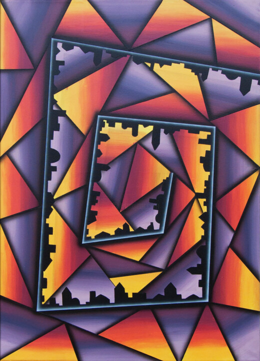 Painting titled "Fragments of colors…" by Mc.Quadri, Original Artwork, Acrylic Mounted on Wood Stretcher frame