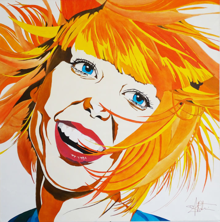 Peinture intitulée "rire-flamboyant-fin…" par Marie-Christine Sartin, Œuvre d'art originale, Huile
