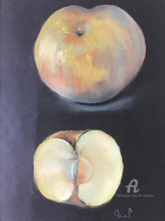 Malerei mit dem Titel "Pomme Canada" von Mc Toulouse, Original-Kunstwerk, Pastell