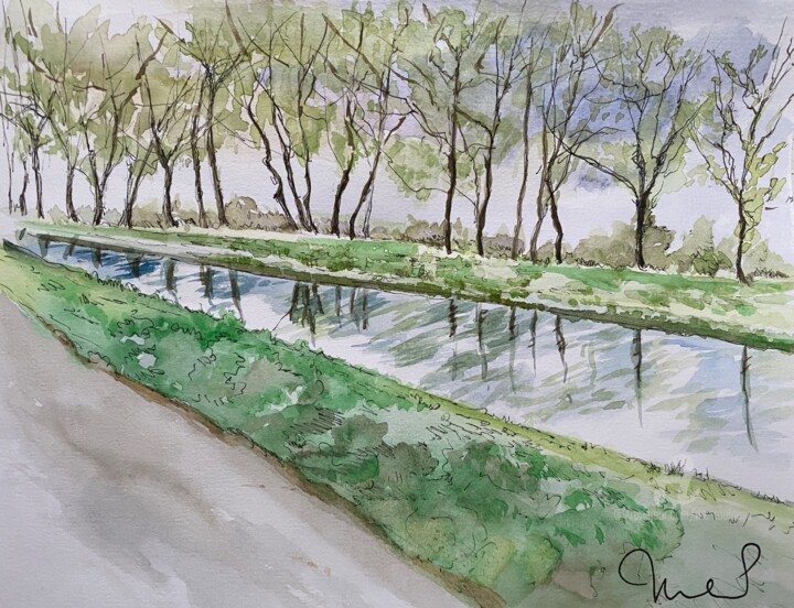 绘画 标题为“Port Canal” 由Mc Toulouse, 原创艺术品, 水彩