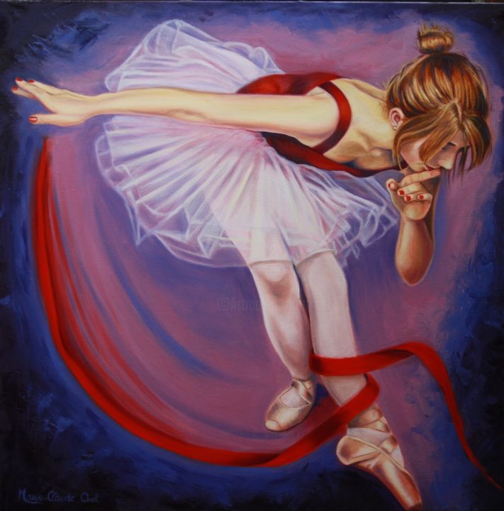 Painting titled "Chut! Je danse" by Marie-Claude Arel, Original Artwork