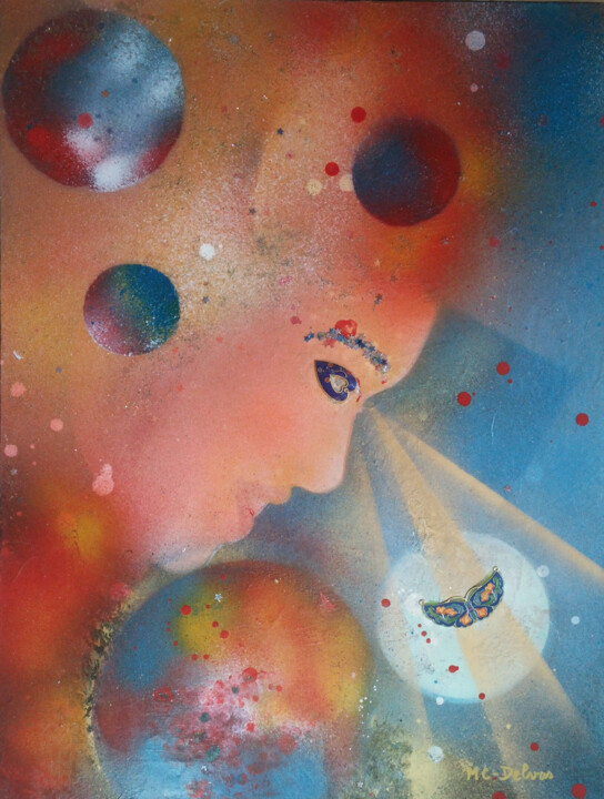 Peinture intitulée "Déesse de l'Univers" par Mc Delvas, Œuvre d'art originale, Acrylique