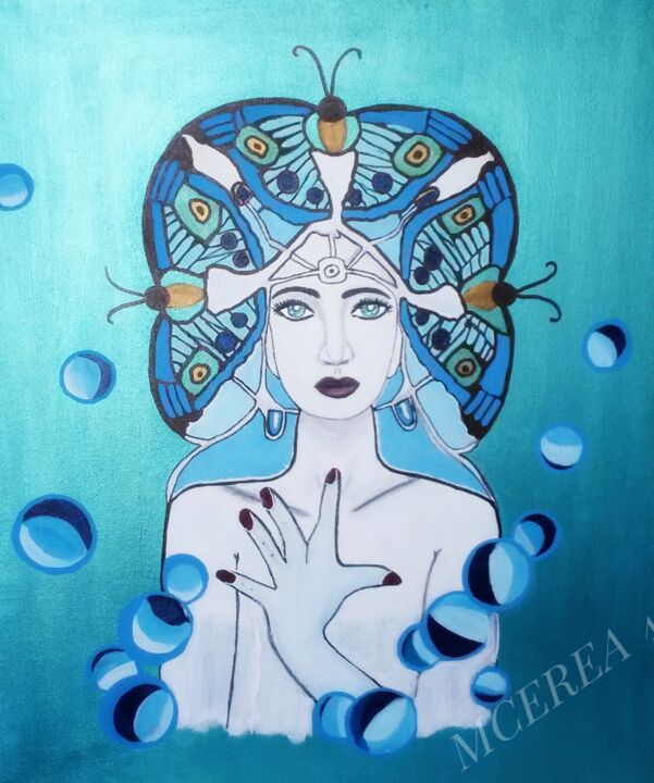 Painting titled "femme-papillon" by Mcerea, Original Artwork, Acrylic