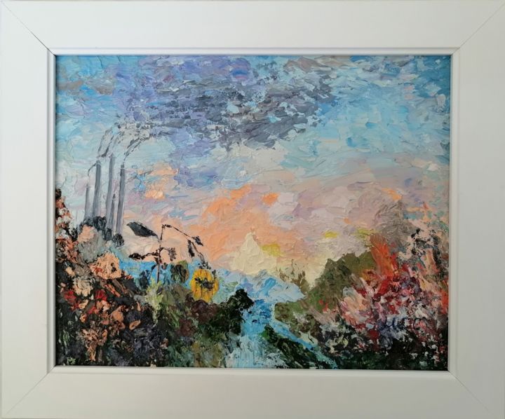 Painting titled "Life finds always a…" by Cezara Livia Mihaila, Original Art, Oil Mounted on Wood Panel