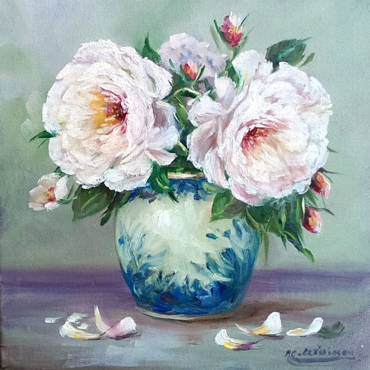 Painting titled "Tableau peinture ro…" by Chrispaint-Flowers, Original Artwork, Oil