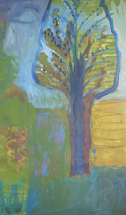 Painting titled "ARBRE D'ETE" by Mchartrie, Original Artwork, Oil Mounted on Cardboard