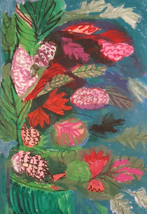 Peinture intitulée "VEGETAL MIXTE AUX F…" par Mchartrie, Œuvre d'art originale, Pastel