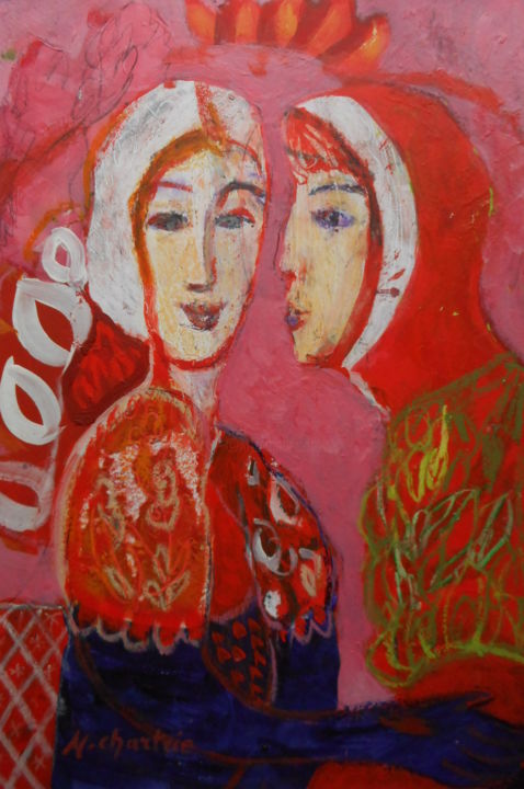 Peinture intitulée "LES JUMELLES" par Mchartrie, Œuvre d'art originale, Acrylique Monté sur Carton
