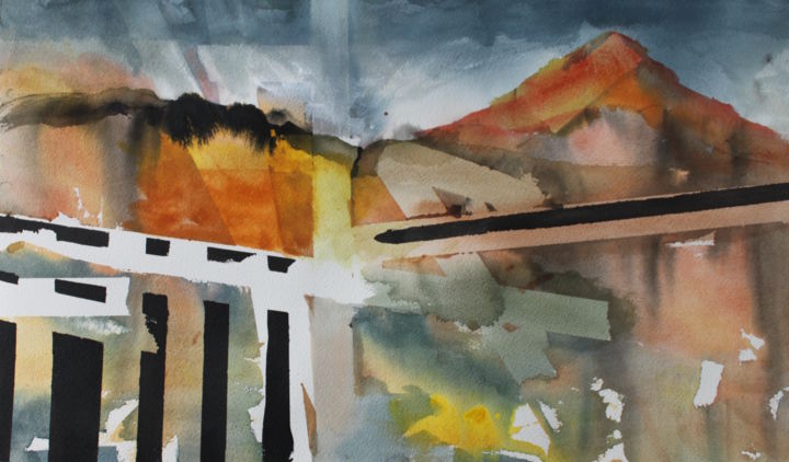 Painting titled "semi-abstract-lands…" by Agnes Mclaughlin, Original Artwork, Watercolor