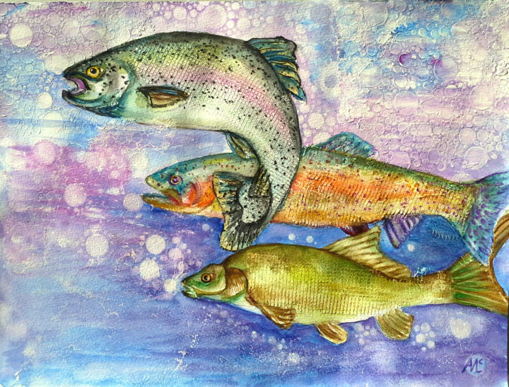 Peinture intitulée "trout.jpg" par Agnes Mclaughlin, Œuvre d'art originale