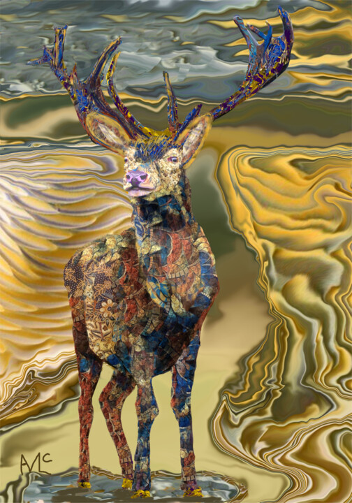 Digital Arts titled "Stag" by Agnes Mclaughlin, Original Artwork, Digital Painting