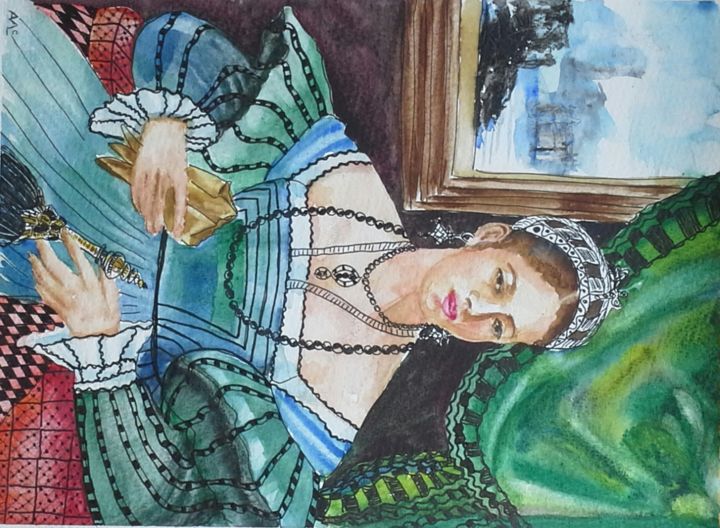 Painting titled "queen-20x28cm.jpg" by Agnes Mclaughlin, Original Artwork