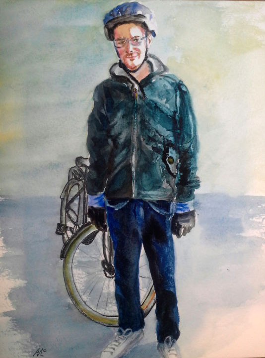 "Cyclist" başlıklı Tablo Agnes Mclaughlin tarafından, Orijinal sanat, Suluboya