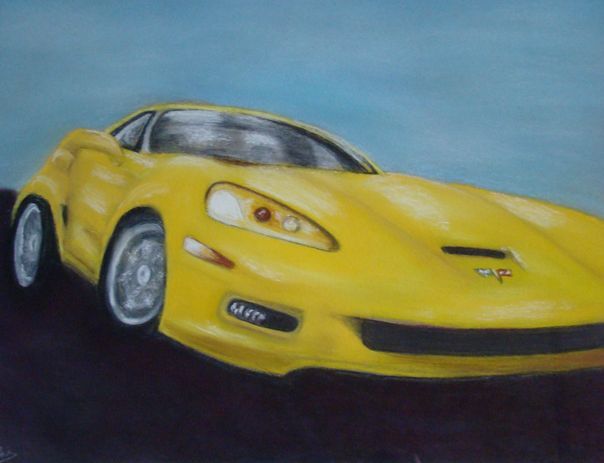 Painting titled "voiture!" by Martine Cart-Lamy, Original Artwork