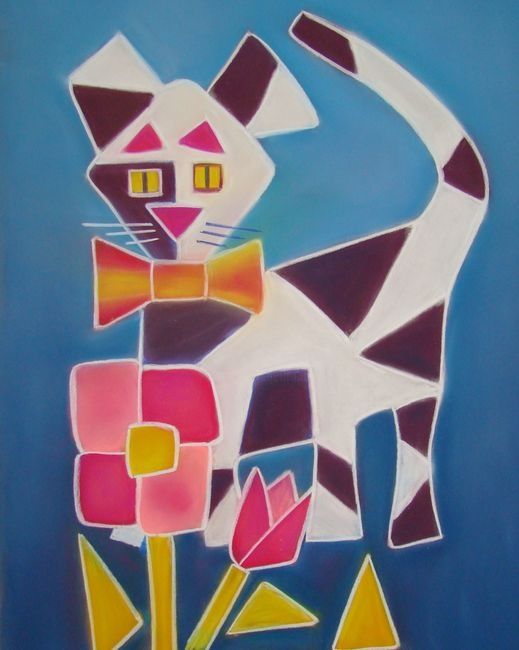 Painting titled "carrément chat!!" by Martine Cart-Lamy, Original Artwork