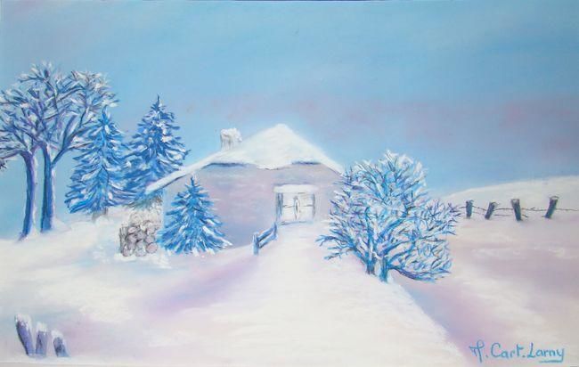 Peinture intitulée "Jura en hiver 1" par Martine Cart-Lamy, Œuvre d'art originale