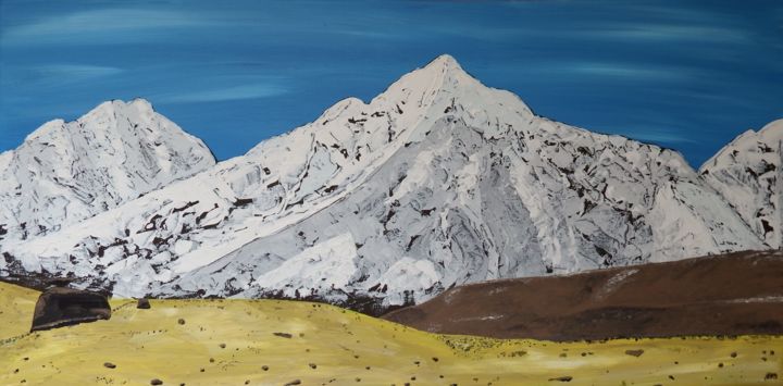 Schilderij getiteld "Paysage de montagne" door Cyril Martin, Origineel Kunstwerk, Acryl