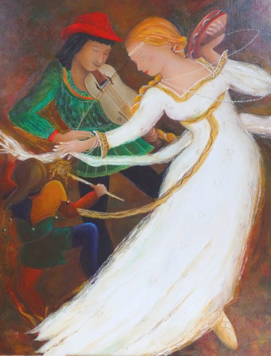 Peinture intitulée "La dame blanche" par Matray Marie-Christine, Œuvre d'art originale, Huile