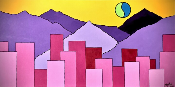 Painting titled "PURPLE MOUNTAINS MA…" by Mitch Nye, Original Art, Acrylic