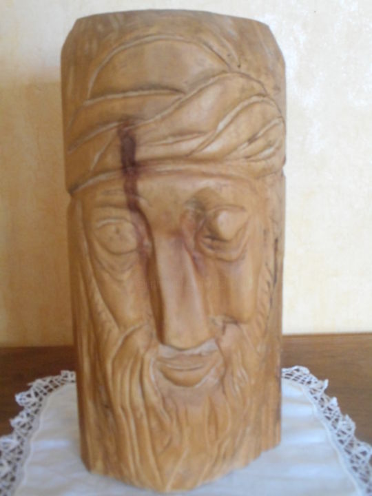 Sculpture titled "jésus" by Martine Chatain Ottelé, Original Artwork, Wood