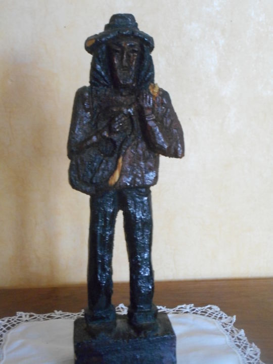 Sculpture titled "baba-cool" by Martine Chatain Ottelé, Original Artwork, Wood