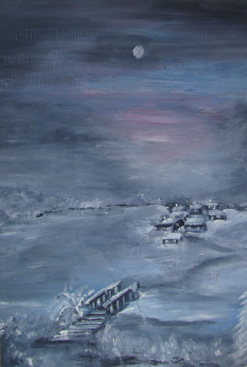 "paysage de neige" başlıklı Tablo Martine Chatain Ottelé tarafından, Orijinal sanat, Petrol