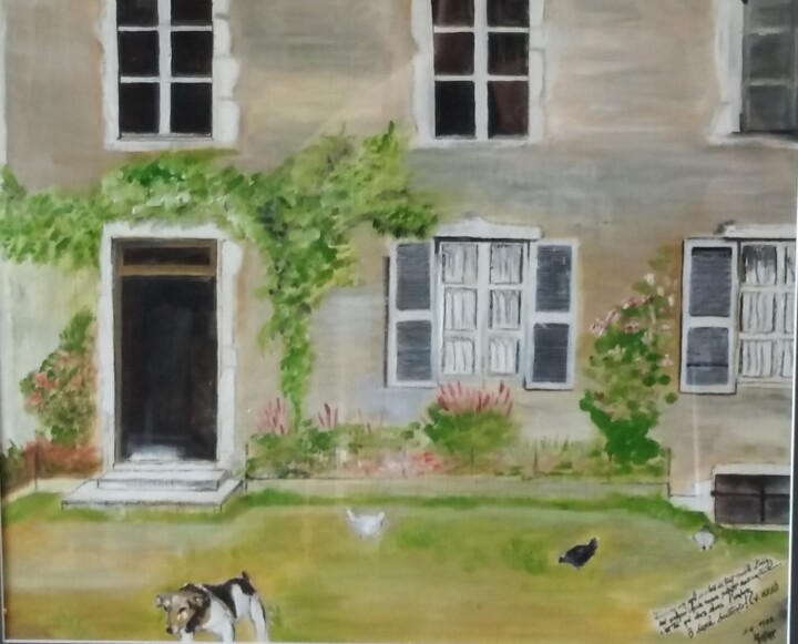 Painting titled "La maison de mon en…" by Martine Chatain Ottelé, Original Artwork, Oil