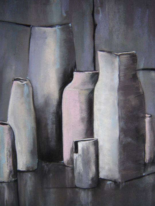 Pintura intitulada "pots en gris" por Mc Palcowski, Obras de arte originais, Outro
