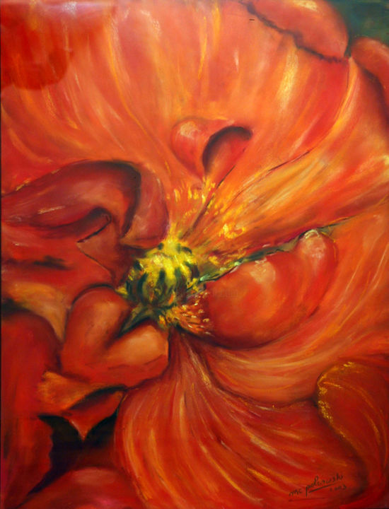 Pintura titulada "coeur de fleur" por Mc Palcowski, Obra de arte original, Pastel