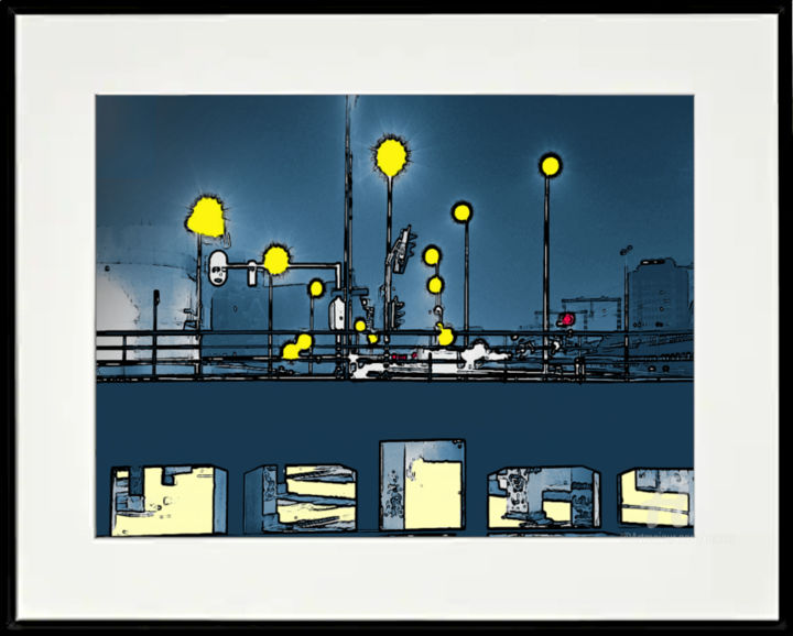 Digital Arts titled "City At Night II (f…" by Marco Brugts, Original Artwork, Digital Painting