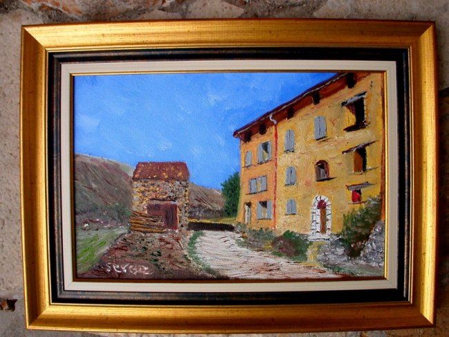 Painting titled "Canaux-le château…" by Sp, Original Artwork, Other