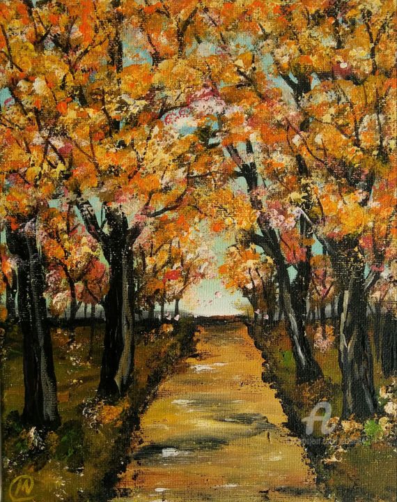 Peinture intitulée "Bosque Naranja" par María Del Carmen Pérez, Œuvre d'art originale, Acrylique