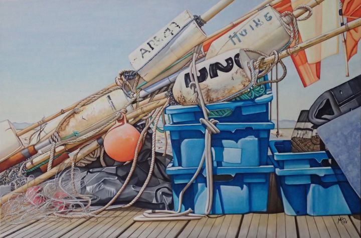 Peinture intitulée "En attendant la mar…" par M'Do, Œuvre d'art originale, Acrylique