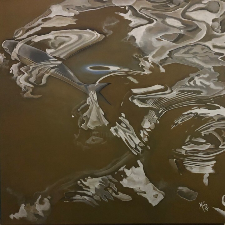 Peinture intitulée "Entre deux eaux" par M'Do, Œuvre d'art originale, Acrylique