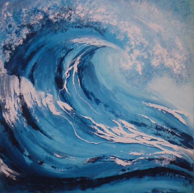 Peinture intitulée "la vague" par M'Do, Œuvre d'art originale, Acrylique